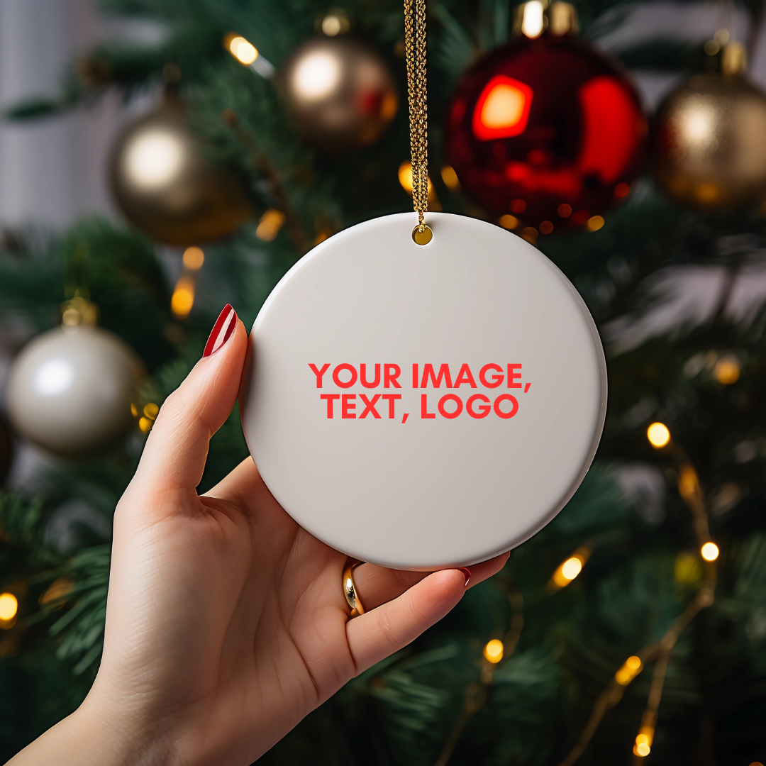 Custom Christmas Ornament • Personalized Photo Ornament • Custom Text • Holiday Gift • Ceramic Round Ornament