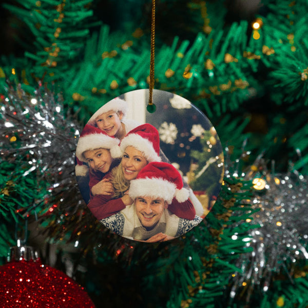 Custom Christmas Ornament • Personalized Photo Ornament • Custom Text • Holiday Gift • Ceramic Round Ornament
