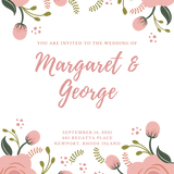 Teal and Orange Floral Line Art Wedding Invitation (5.512 x 7 in).png