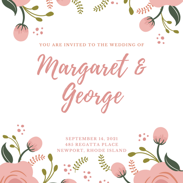 Teal and Orange Floral Line Art Wedding Invitation (5.512 x 7 in).png